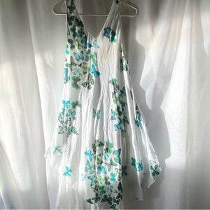 Butterflies! Made in Thailand 100% Cotton Gauze Layered Beach Dress Size Small